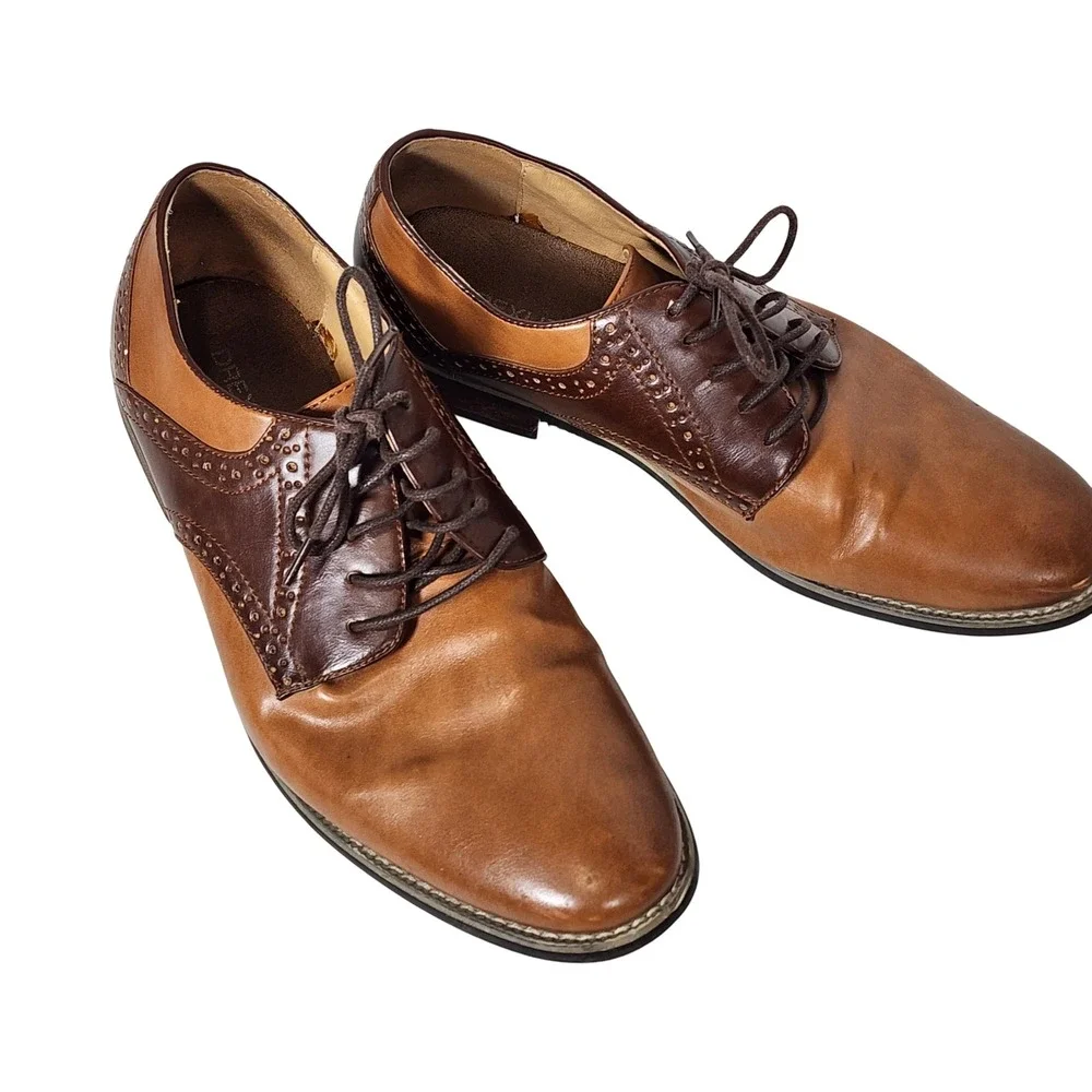 Drexlite Hunter Mens Brown Two Tone Wingtip Brogue Oxford Dress Shoes Size 10M